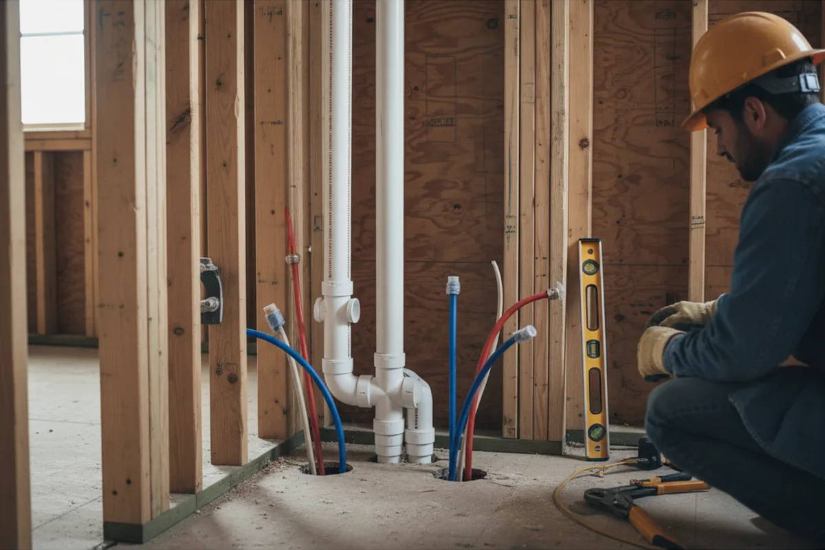 Drain and supply rough-in during Toilet Repair and Installation in Carmel